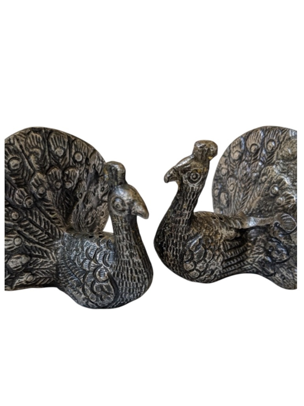 Peacock Pewter Metallic Salt & Pepper Shakers NEW